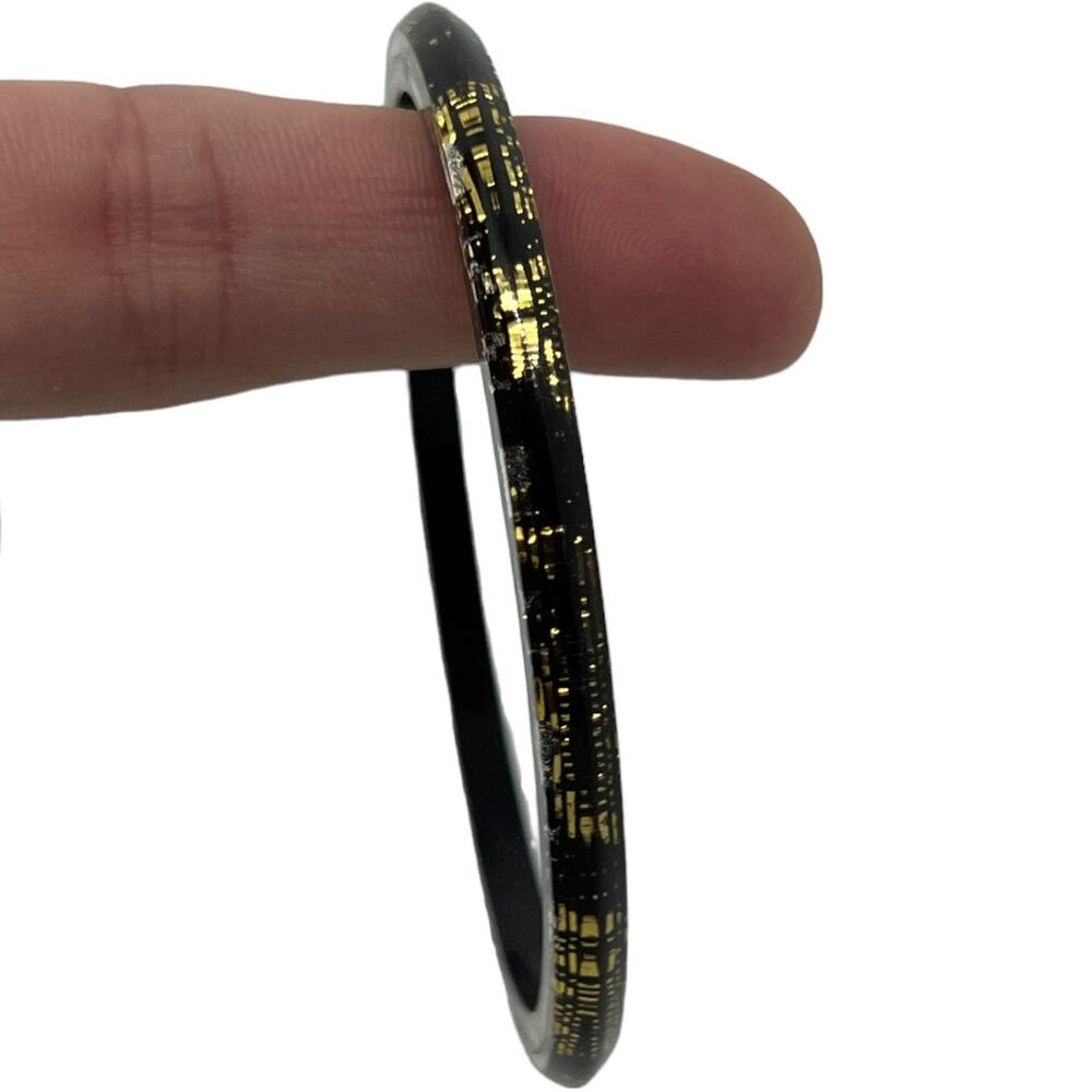 Vintage 1970s Black and Gold Bangle Bracelet